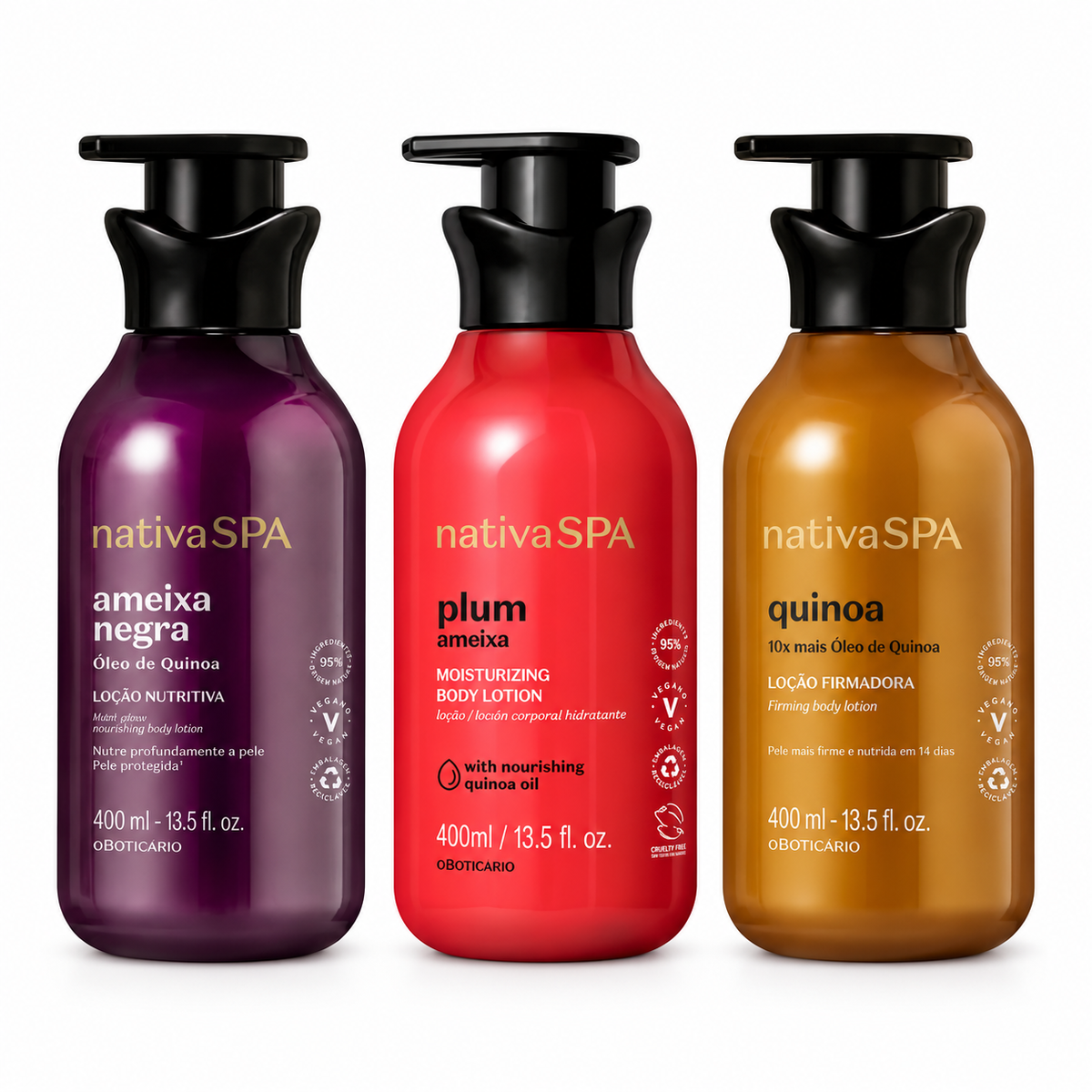 Kit Nativa SPA O Boticário Loção Hidratante Corporal Ameixa Negra, Plum e Quinoa 400ml