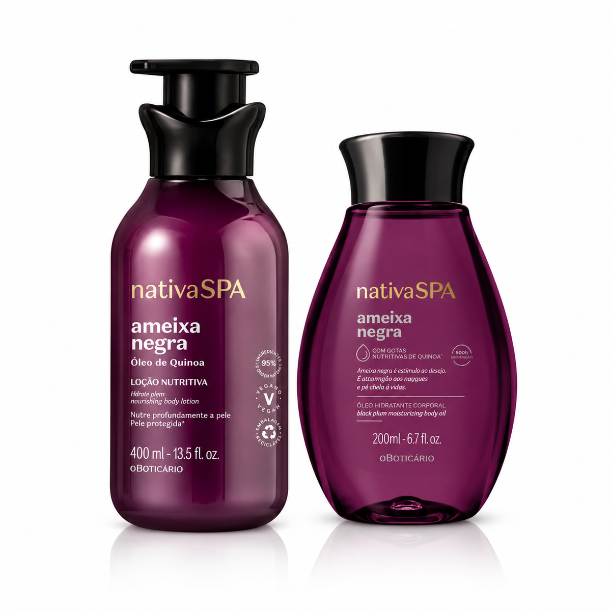 Kit Nativa SPA Ameixa Negra O Boticário Loção Nutritiva 400ml e Óleo Hidratante Corporal 200ml