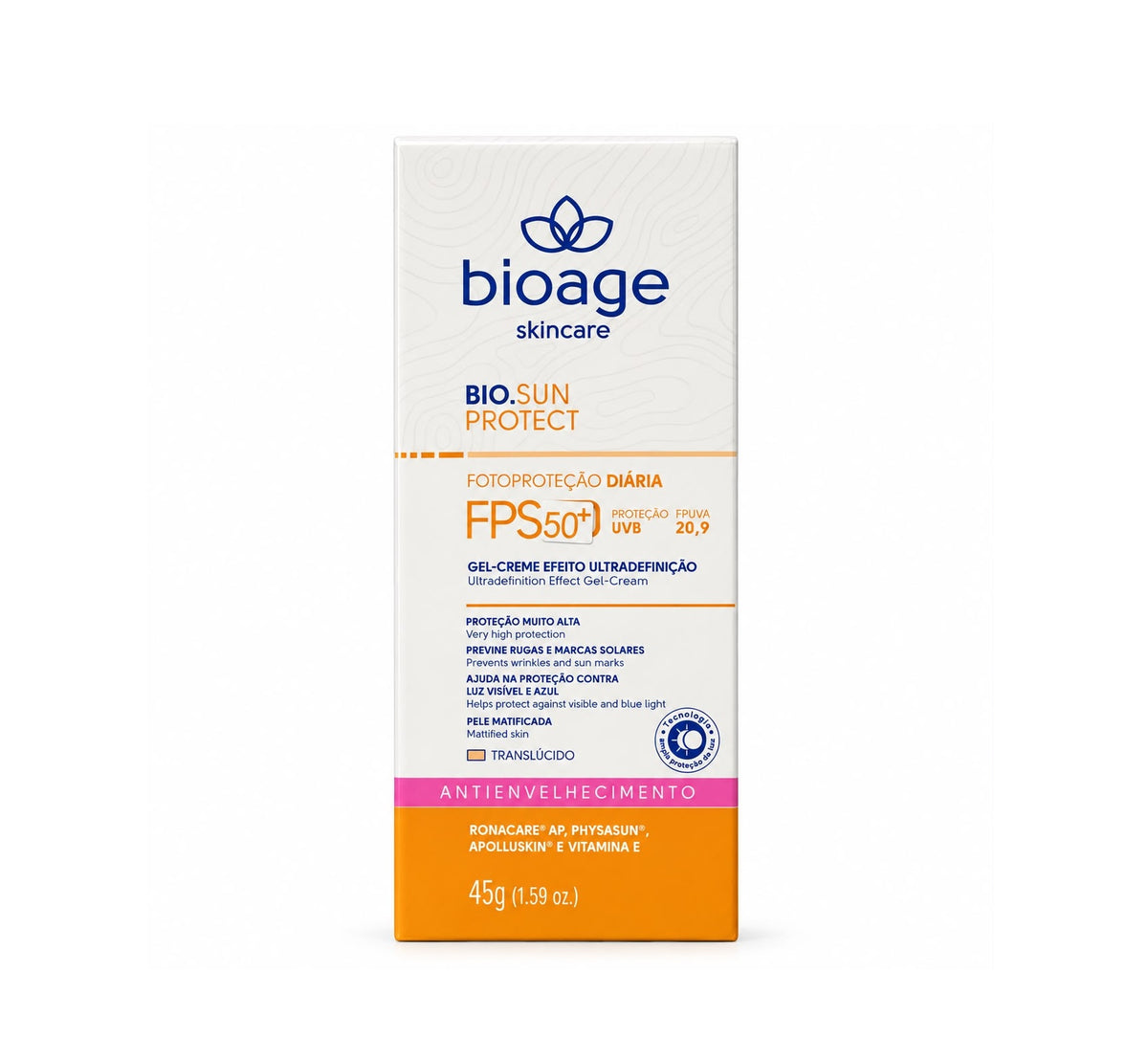 Bioage Bio.Sun Protect FPS 50+ Gel-Crème Anti-âge Translucide 45 g