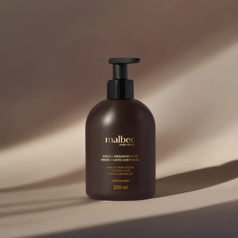 Loção Hidratante Desodorante Corporal Malbec Pure Gold, 200ml
