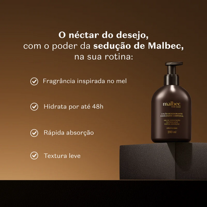 Loção Hidratante Desodorante Corporal Malbec Pure Gold, 200ml
