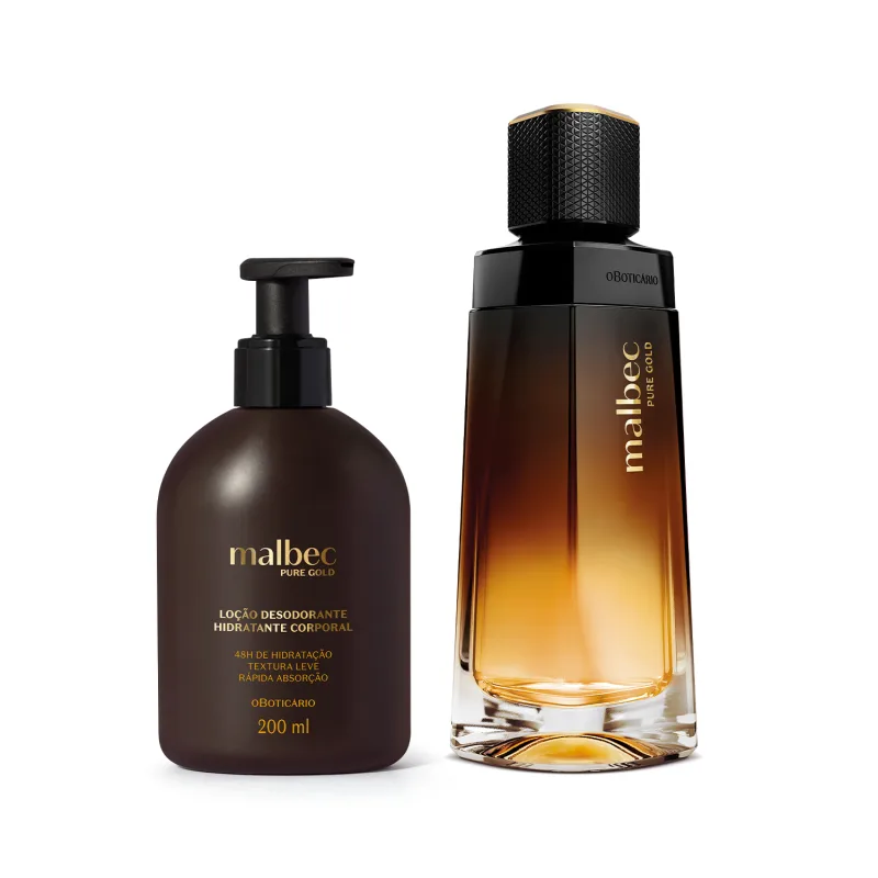 Combo Malbec Pure Gold: Desodorante Colônia 100ml + Loção Corporal 200ml
