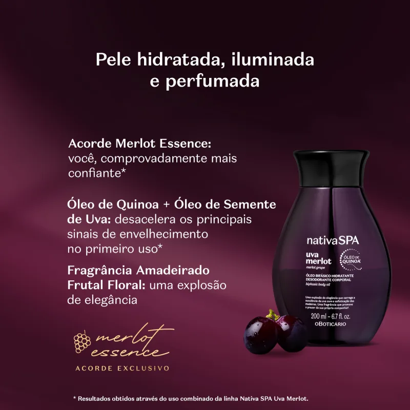 Óleo Bifásico Hidratante Desodorante Corporal Nativa Spa Uva Merlot 200ml