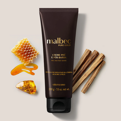 Creme pré e pós barba Malbec Pure Gold, 200g