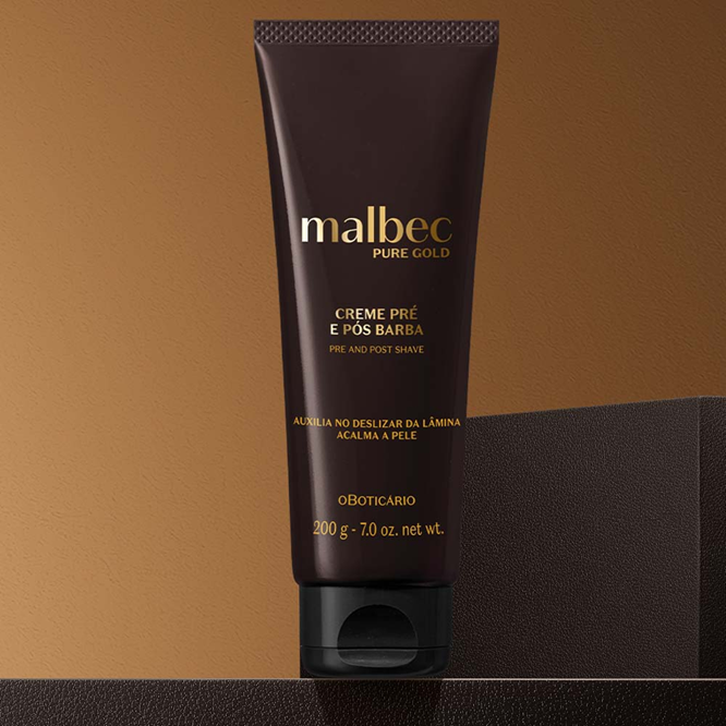 Creme pré e pós barba Malbec Pure Gold, 200g