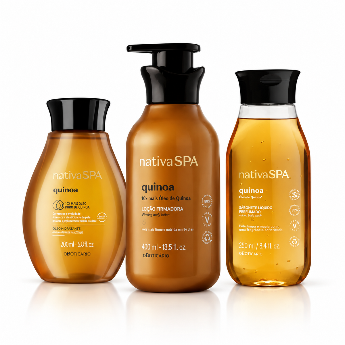 Kit Nativa SPA Quinoa | Loção Firmadora 400 ml + Óleo Corporal 200 ml + Sabonete Líquido 250 ml