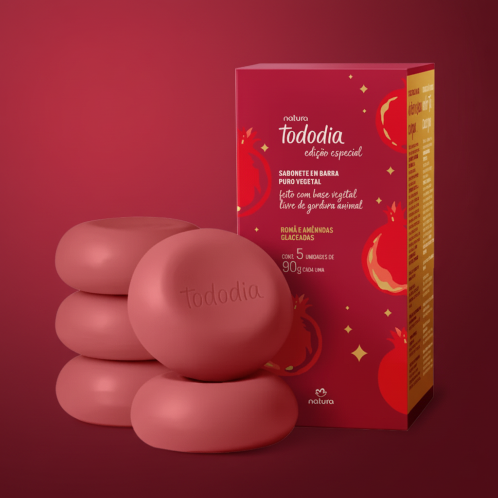 Savons en barre pur végétal Natura Tododia Grenade et Amandes Glacées 5 x 90 g