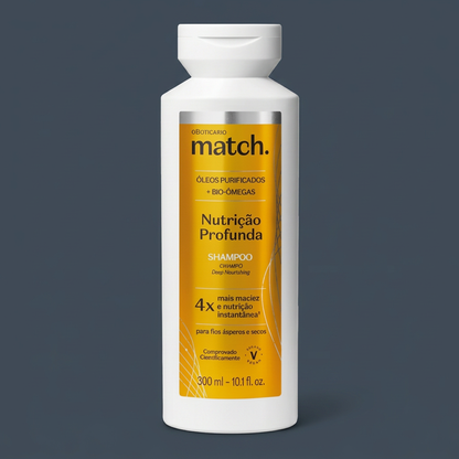 O Boticário Shampoo Match Nutrition Profonde 300ml | Cheveux Secs et Fragilisés