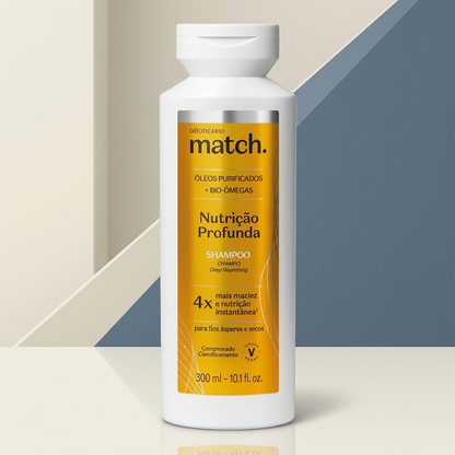 O Boticário Shampoo Match Nutrition Profonde 300ml | Cheveux Secs et Fragilisés