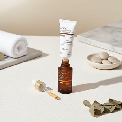 Refil Sérum Vitamina C 10% Botik - Flat lay minimalista