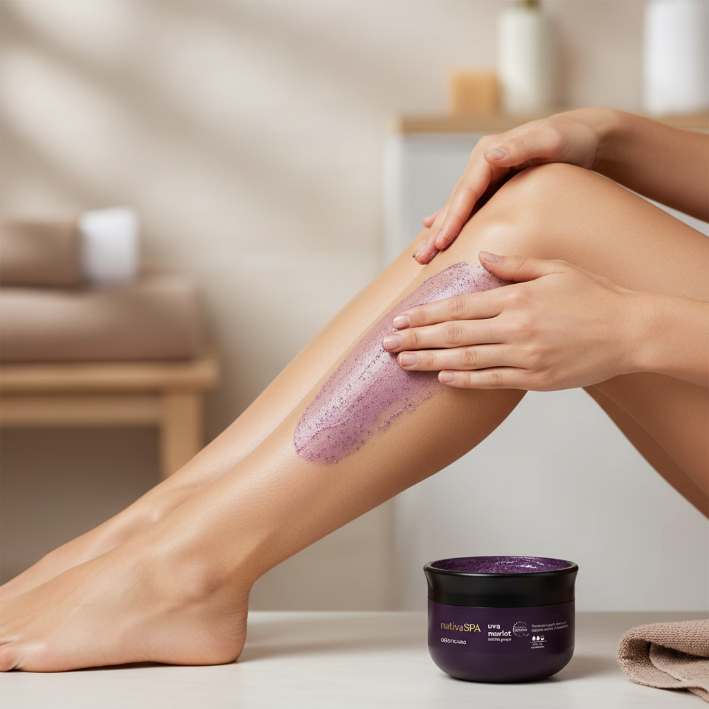 Résultat peau exfoliée - Application gommage Merlot