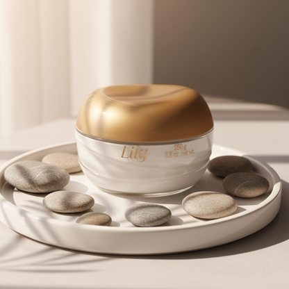 Lily cream with botanical elements