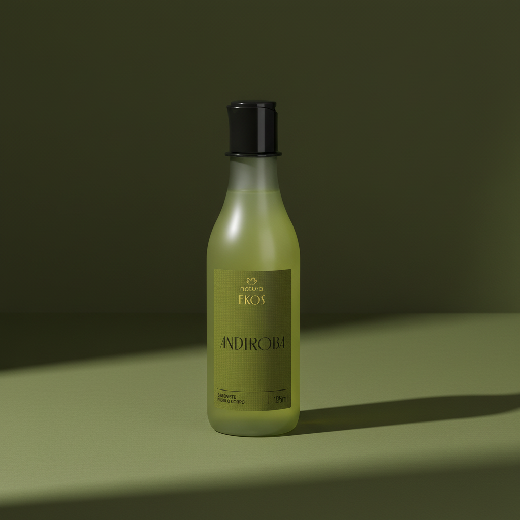 Sabonete Líquido Corporal Natura Ekos Andiroba 195 ml com iluminação lateral e sombra alongada