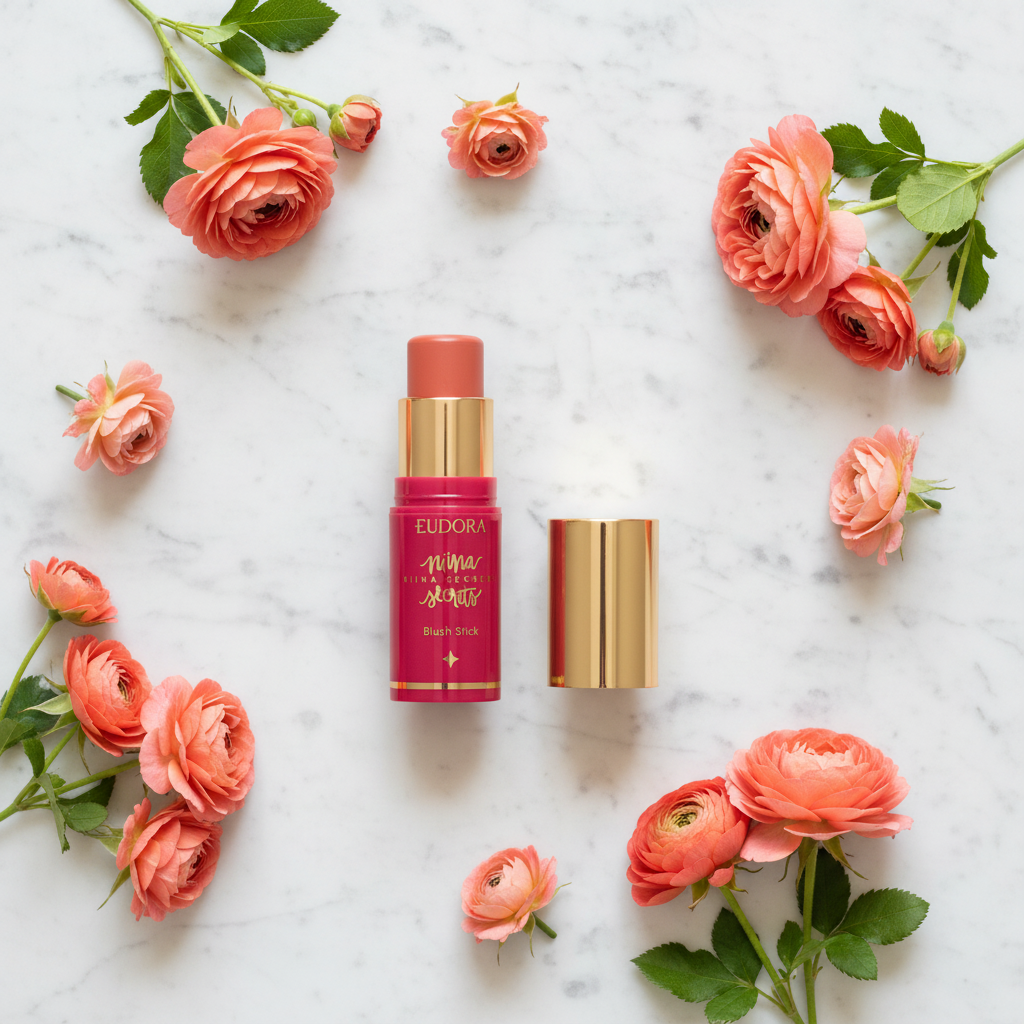 Blush Stick Daily Coral flat lay