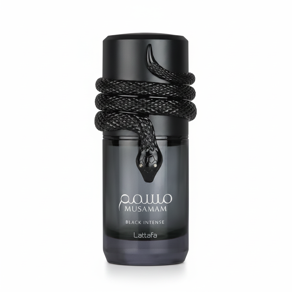 Lattafa Musamam Black Intense — fundo branco