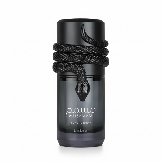 Lattafa Musamam Black Intense — fundo branco