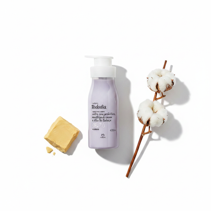 Creme Tododia Algodão 400ml - ingredientes flat lay