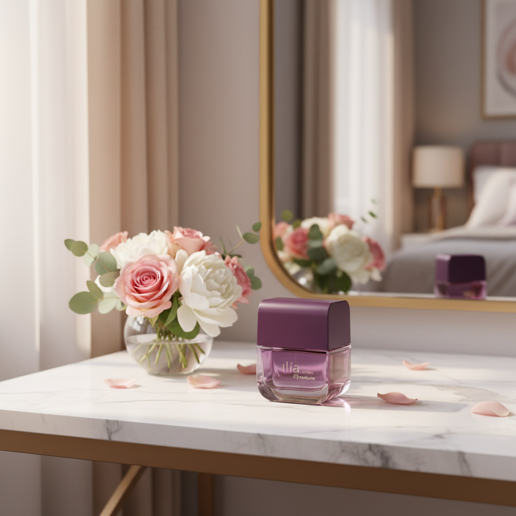Parfum Ilía Secreto dans un cadre lifestyle élégant