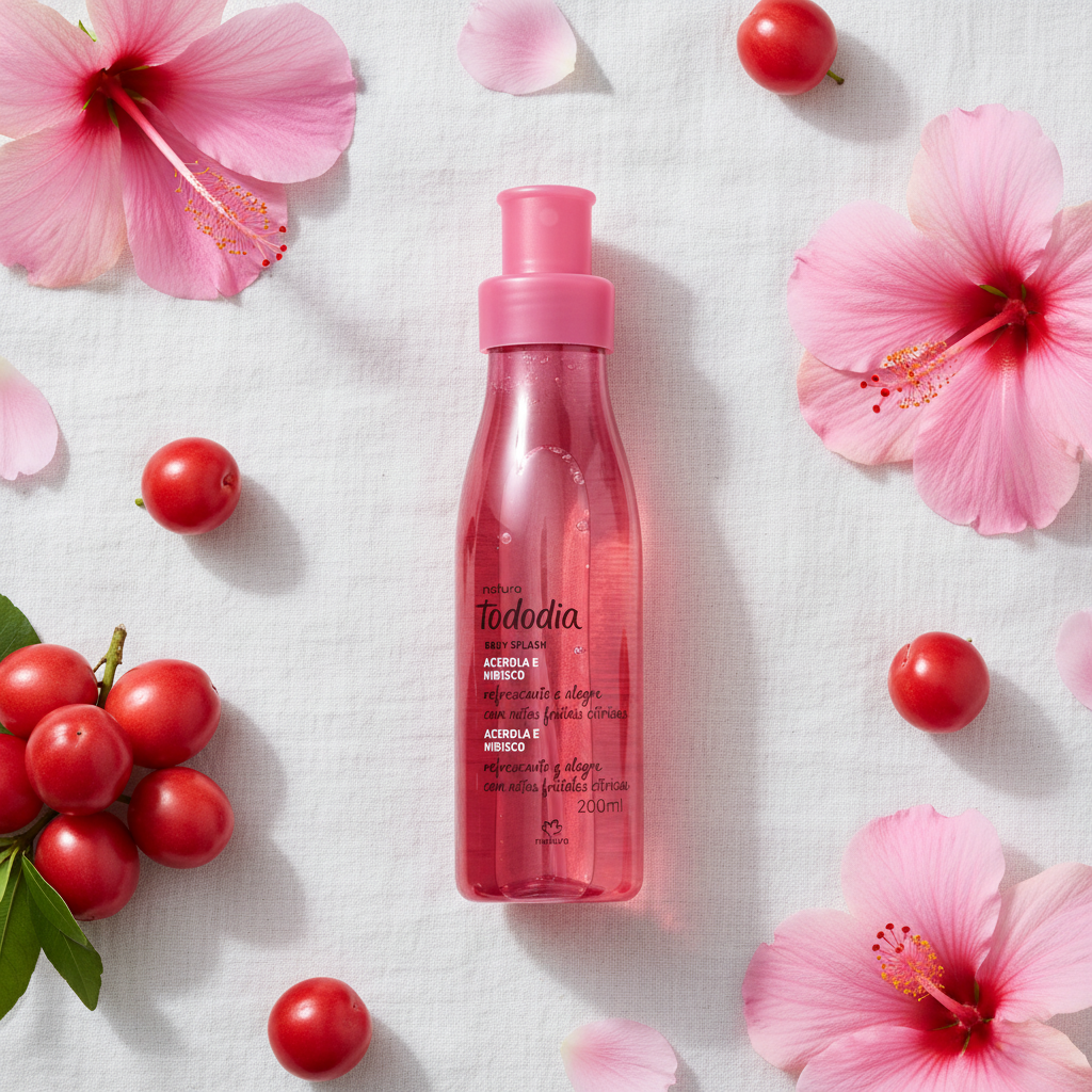 Body Splash Tododia Acerola e Hibisco - Flat Lay Botânico