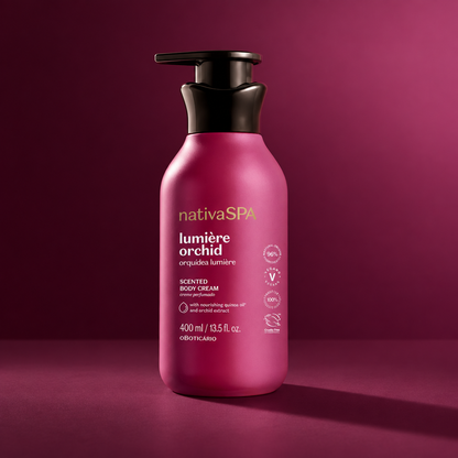 Creme Nativa SPA Orquídea Lumière com iluminação lateral e sombra alongada