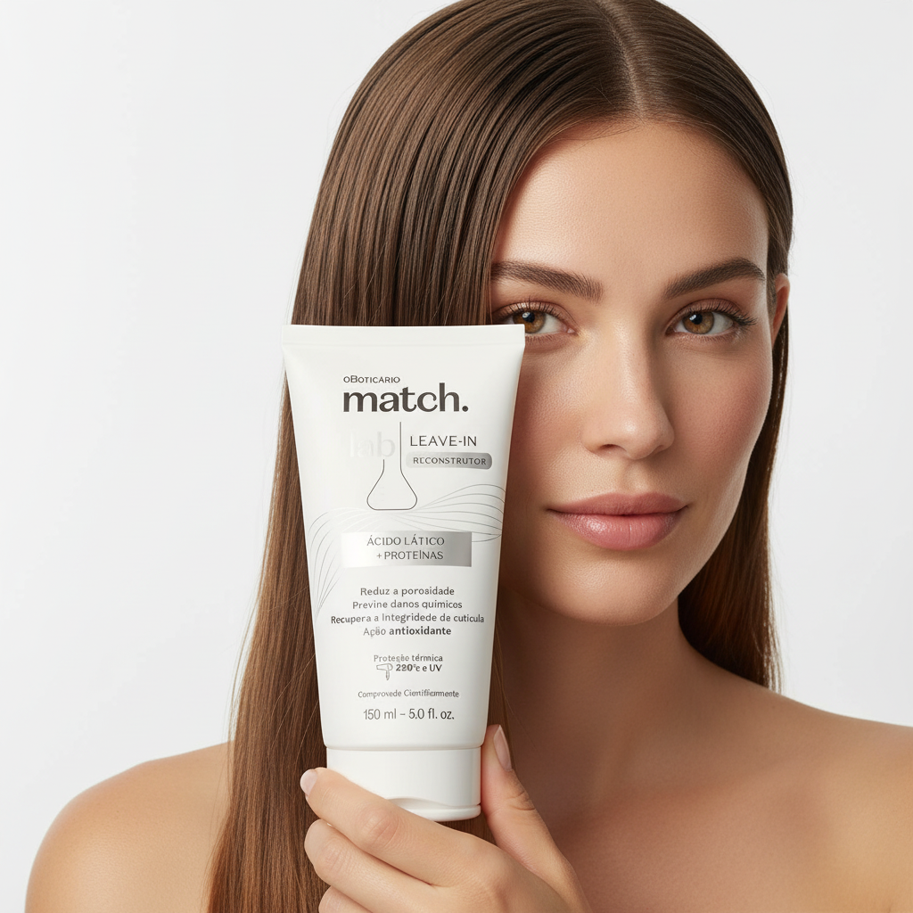 Modelo com Leave-In Reconstrutor Match Lab 150ml