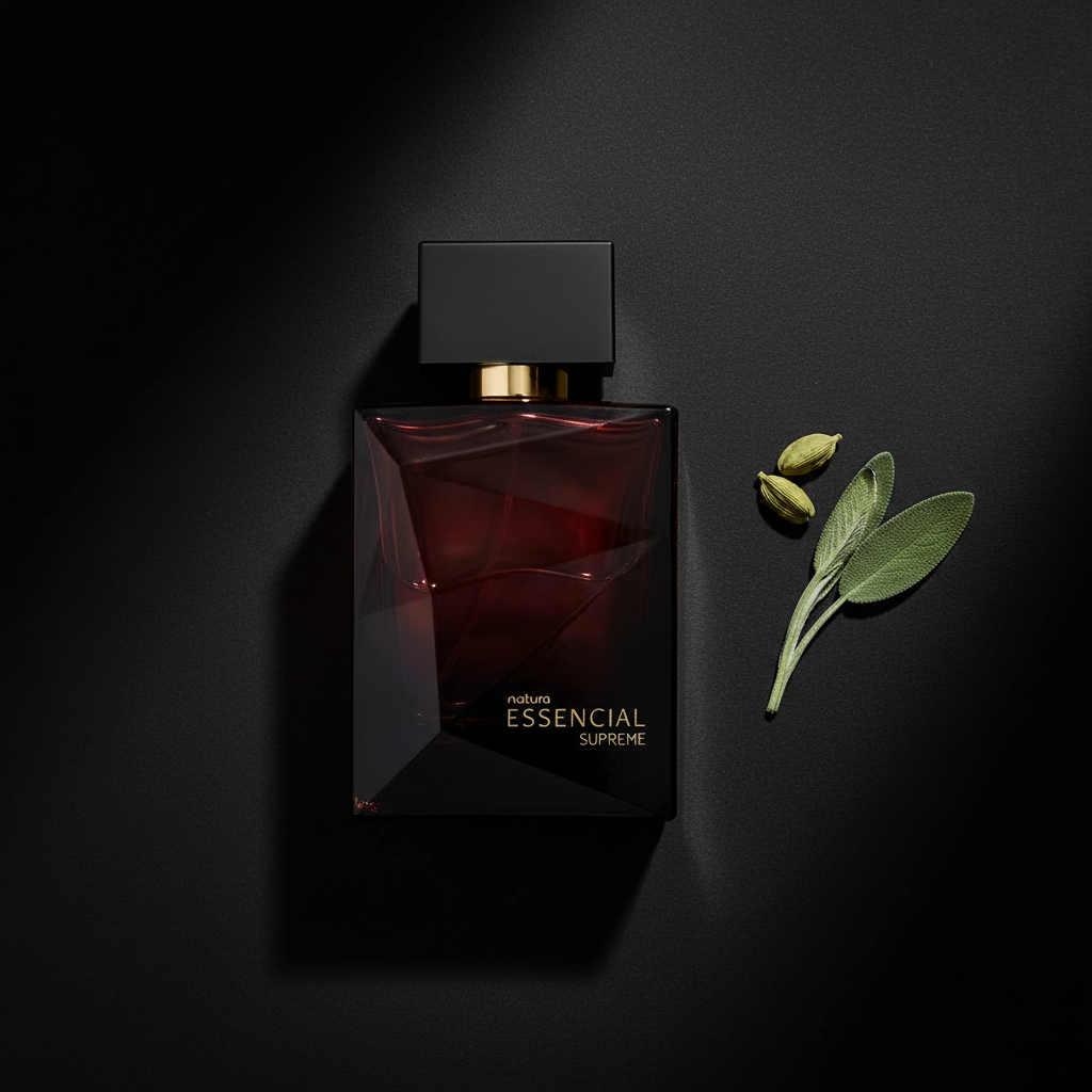Natura Essencial Supreme Deo Parfum Masculino 100ml – Flat Lay Ingredientes