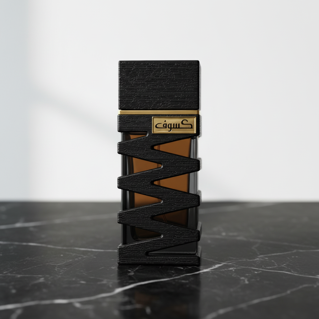 Kasoof Black Extract em superfície de mármore preto