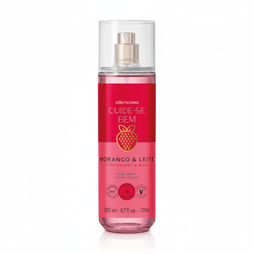 Body Splash Cuide-se Bem Fraise et Lait - Detalhe do Frasco