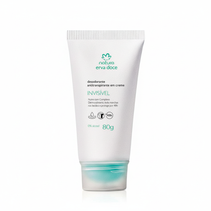 Desodorante Natura Erva Doce em creme 80g fundo branco