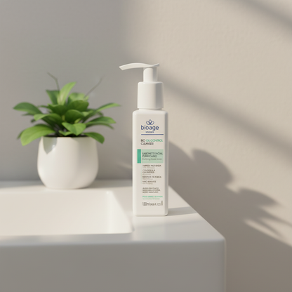 Sabonete Facial Purificante Bioage em casa de banho minimalista