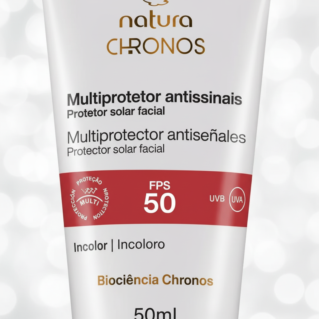 Natura Chronos Multiprotetor Antissinais FPS 50 Incolor 50ml – Detalhe Label