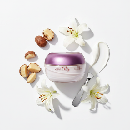 Love Lily Creme Hidratante Acetinado 250g - flat lay ingredientes