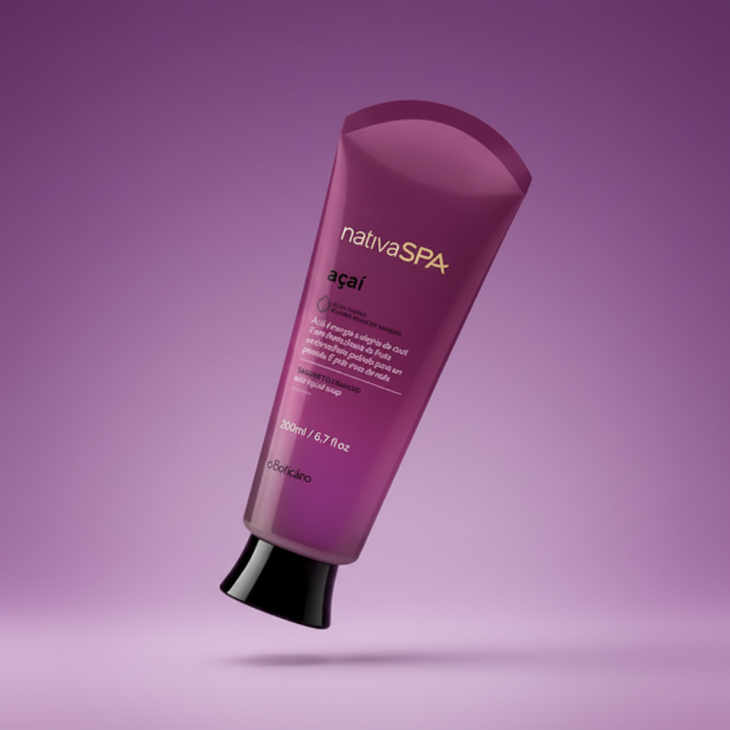 Sabonete Líquido Nativa SPA Açaí 200ml - ângulo 45 degradê roxo