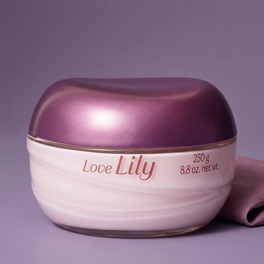 Love Lily em cenário lavanda com tecido discreto