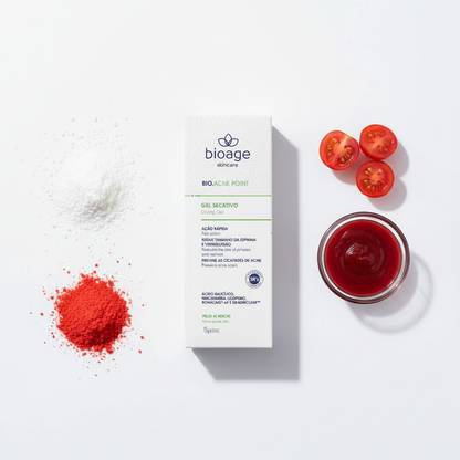 Bioage Bio.Acne Point - ingredientes flat lay