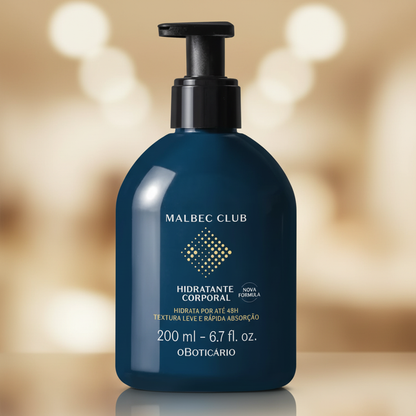 Loção Hidratante Corporal Malbec Club - Detalhe do Rótulo