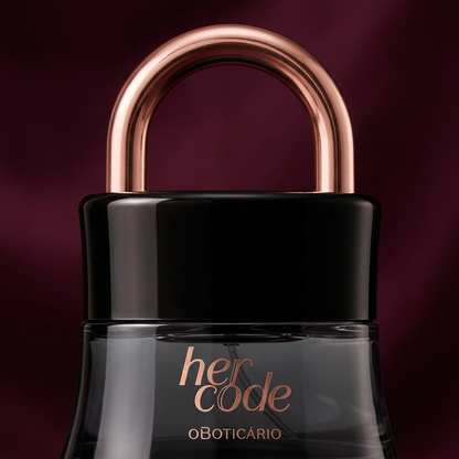Detalhe premium do frasco Her Code
