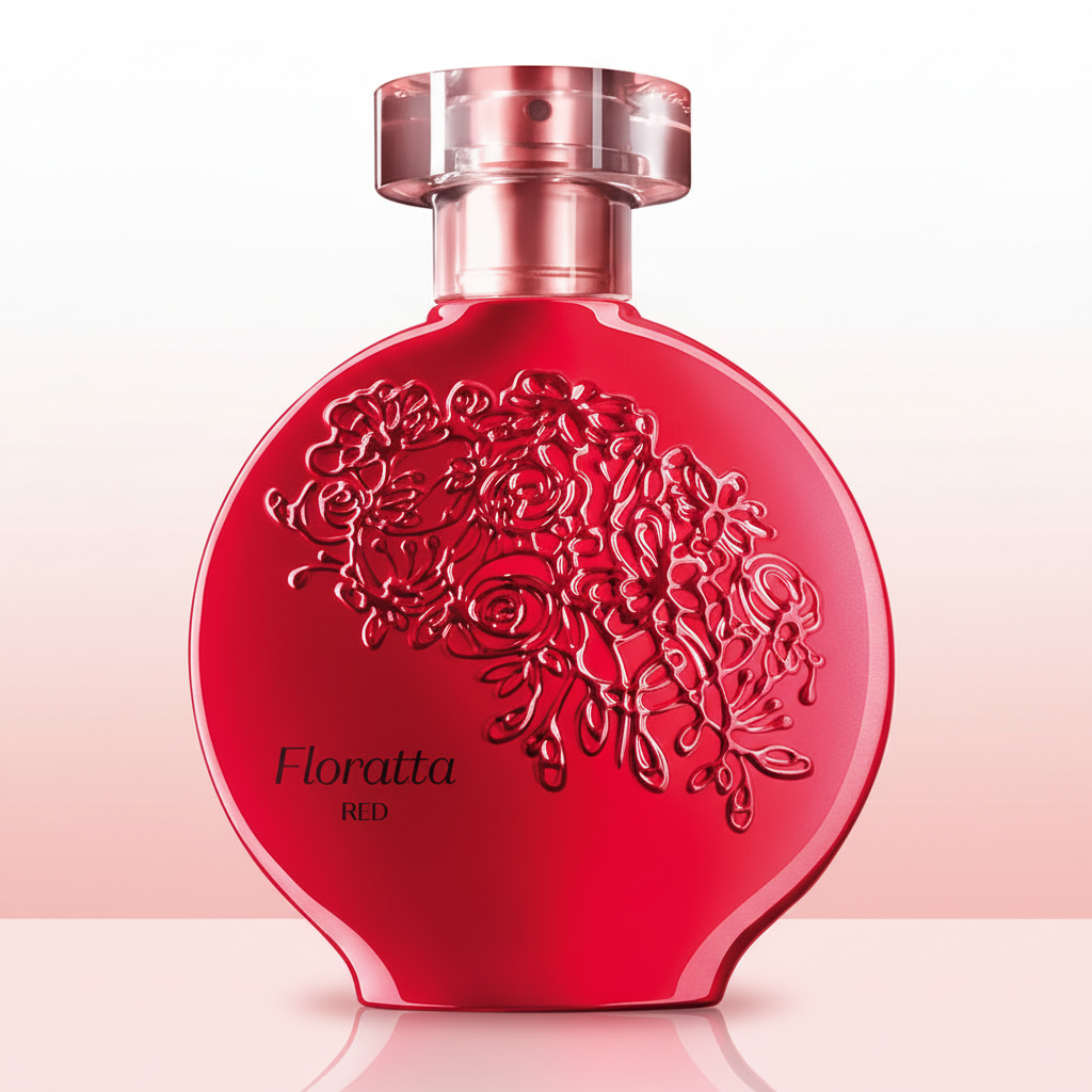 Vue à 45 degrés montrant le design en relief et le bouchon rosé gold