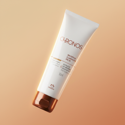 Protetor Facial Chronos FPS 70 - fundo degradê bege
