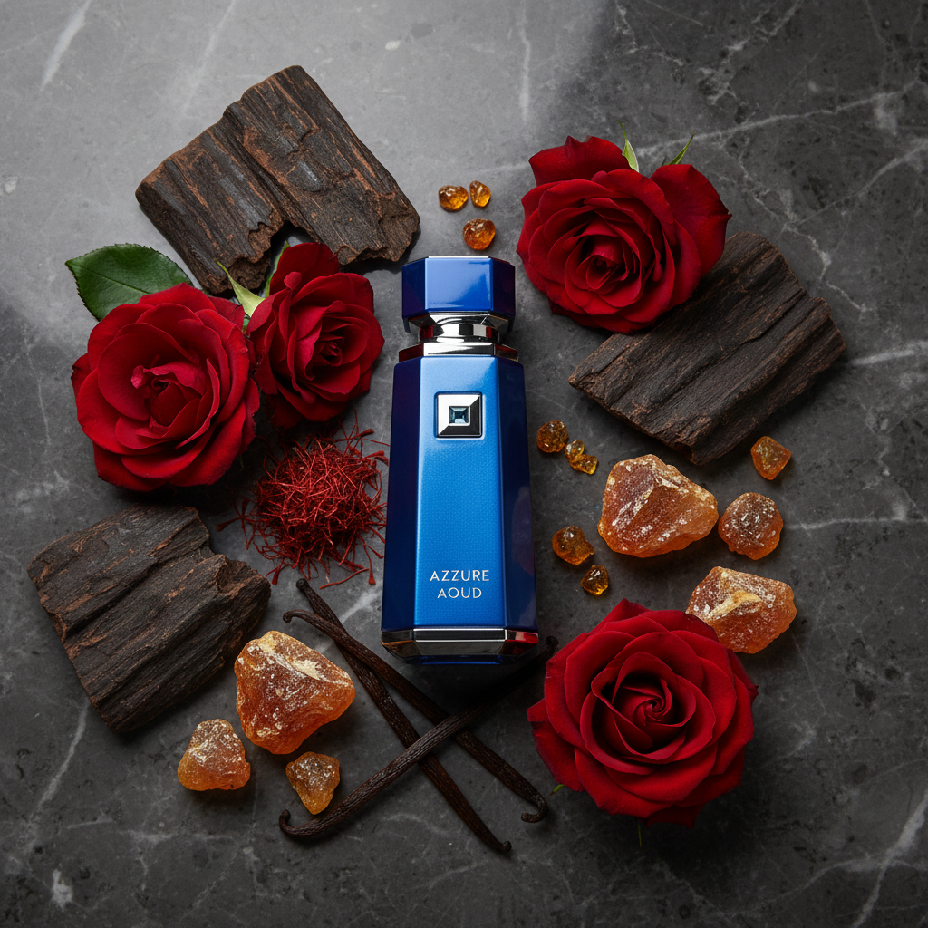 Azzure Aoud French Avenue - Flat lay avec ingrédients orientaux