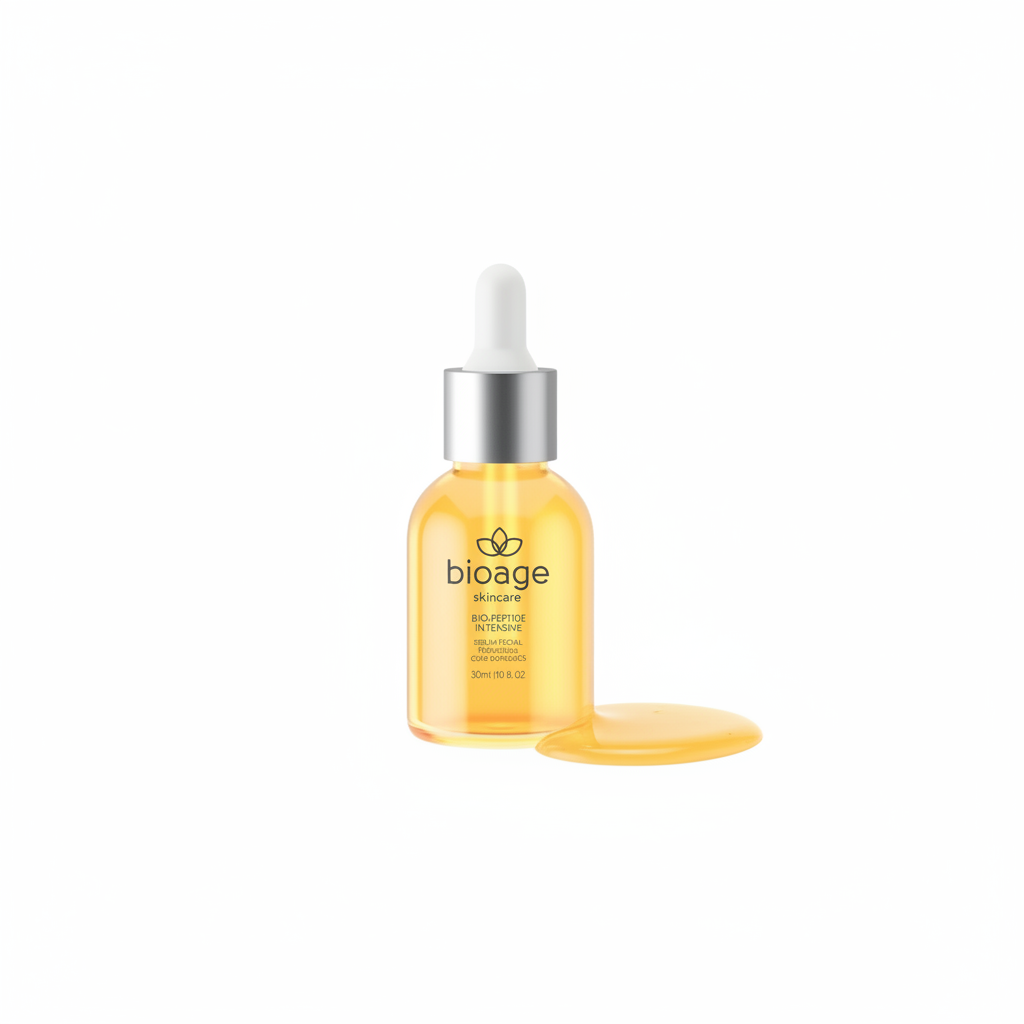 Textura fluída e dourada do Sérum Pró-aging com Peptídeos Bioage 30ml