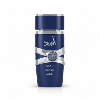 Lattafa Asad Zanzibar 100ml — fundo branco estúdio