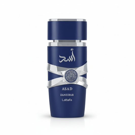 Lattafa Asad Zanzibar 100ml — fundo branco estúdio
