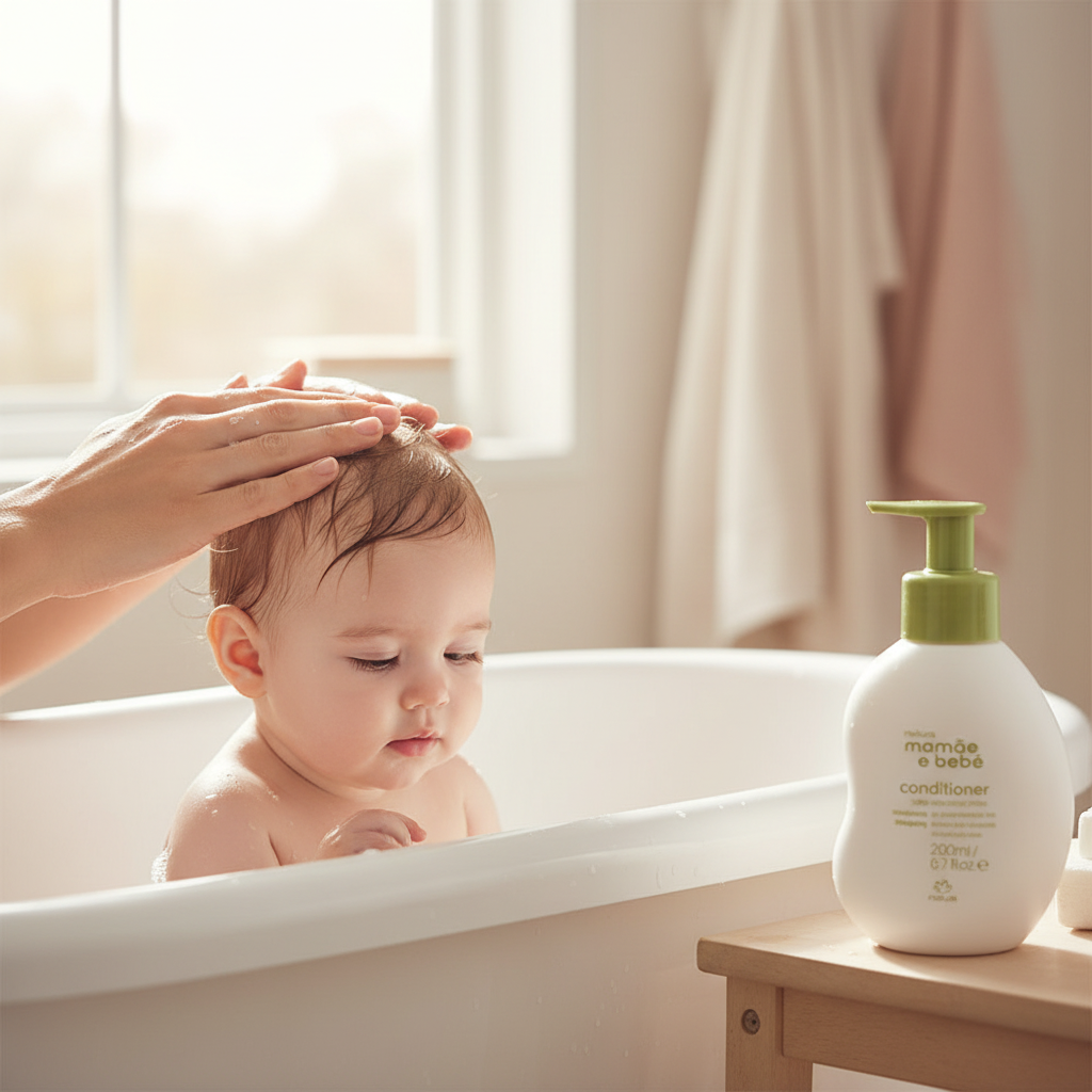Application du conditionneur - Soin des cheveux de bébé