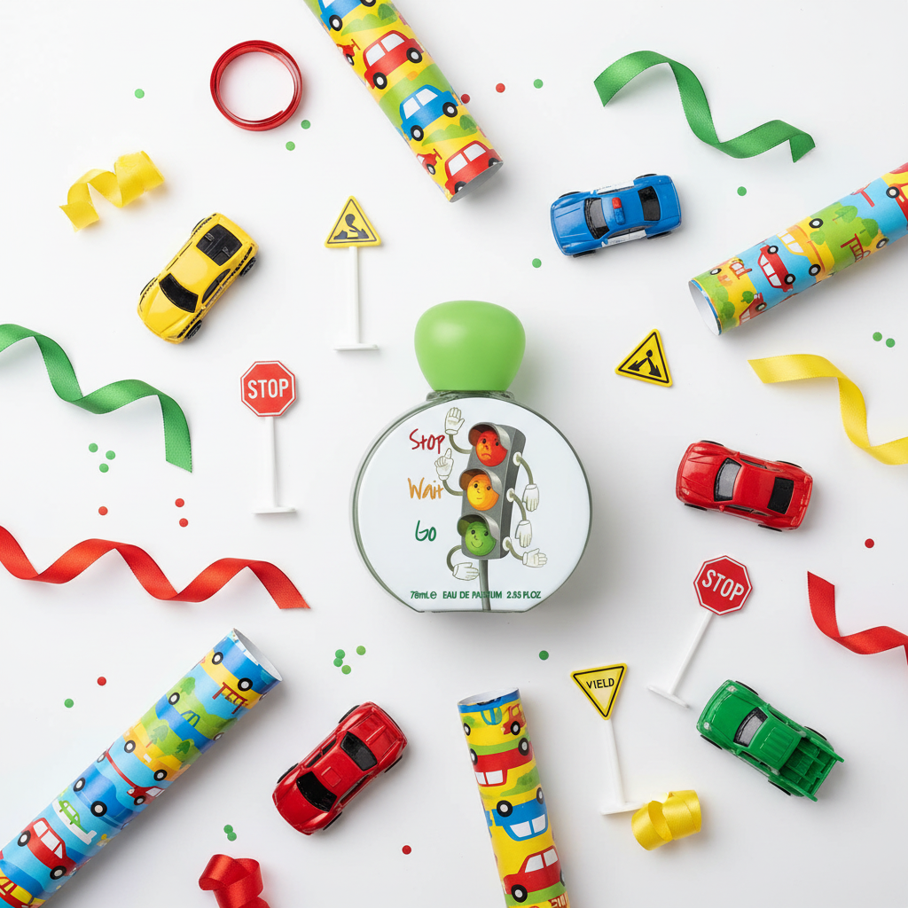 Composição flat lay com carrinhos de brinquedo