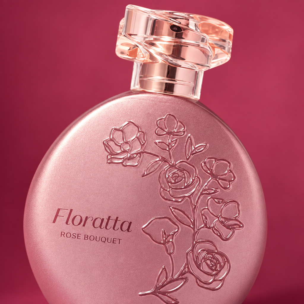 Detalhe da tampa e do rótulo do Floratta Rose Bouquet Eau de Toilette 75ml O Boticário