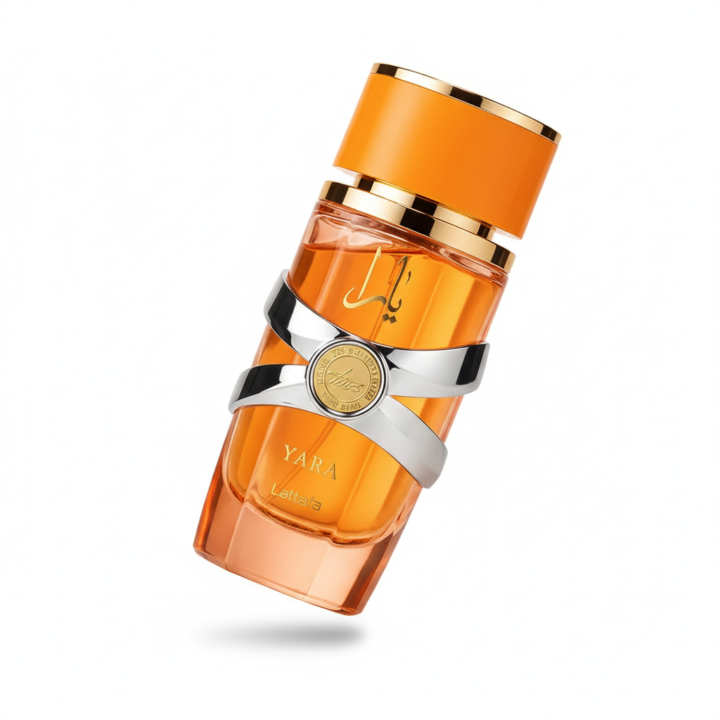 Lattafa Yara Tous - Vue à 45 degrés du flacon