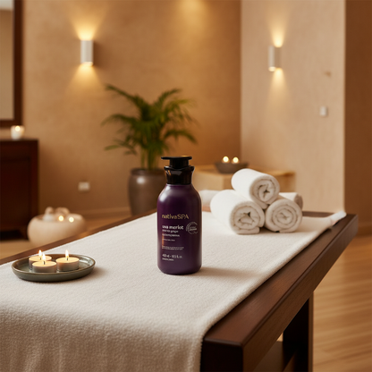 Nativa Spa Uva Merlot em mesa de massagem spa