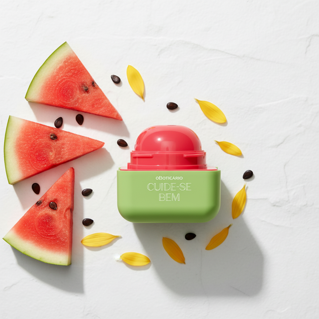 Balm Labial Melancia Cuide-se Bem - flat lay melancia