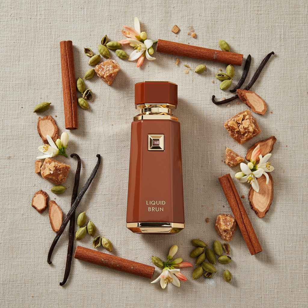 French Avenue Liquid Brun EDP - Flat lay ingrédients
